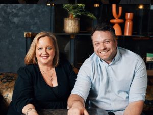 Celia Dumas with her creative partner Rob Hutt